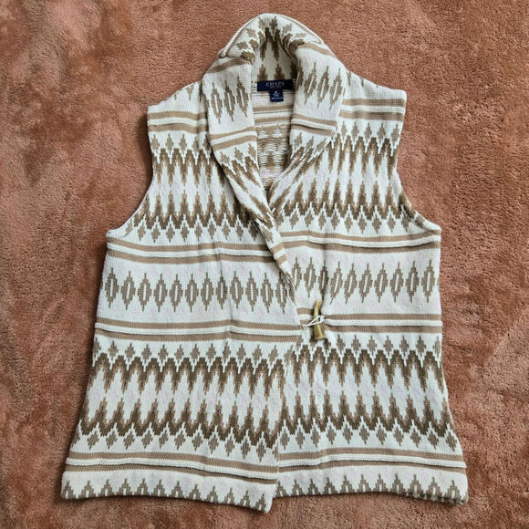Chaps Womens Southwestern Knit Sweater Vest Size M Western Boho Aztec Fair Isle - Picture 6 of 10